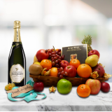 luxury fruit basket with champagne and truffles