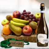organic fresh fruit gift basket with organic prosecco